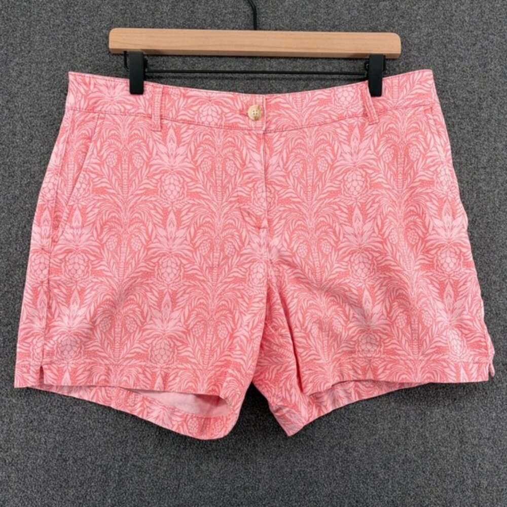 Tommy Bahama Women Size 12 Pink Pineapple Floral Print Chino Short Resort Summer